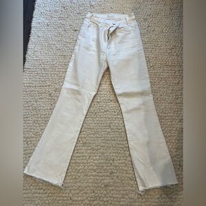 Mother “The Hustler Ankle Fray” in White - Cropped White Jeans - Size 27